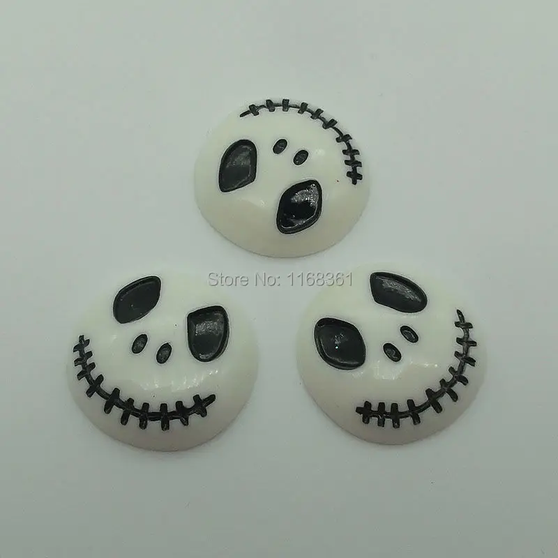 1pcs/lot resin flat back Halloween Skull head 24mm Cabochons Scrapbooking Hair Bow Center DIY Christmas decration C103-9