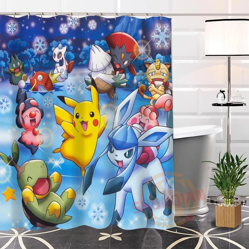Custom Popular Pokemon Polyester Fabric Printing Modern Shower Curtain