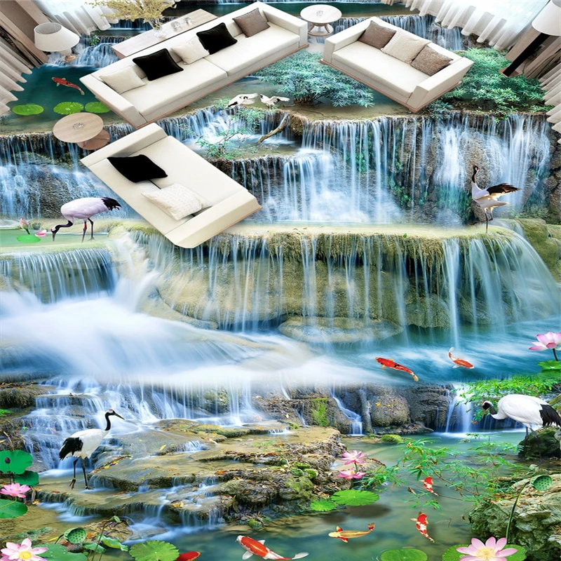 Custom papel de parede 3D floor painting photo wallpaper wear non-slip waterproof self-adhesive Mural Wall paper papel contact