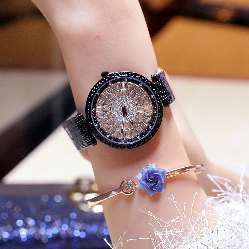 Женские часы с бриллиантами и кристаллами, подарок Relogio Feminino, дропшиппинг, Модные Роскошные Аналоговые кварцевые наручные часы