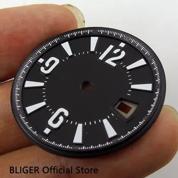 

BLIGER 31.5MM Black Sterile Dial Date Window Luminous White Marks Watch Dial Fit For ETA 2836 2824 Mingzhu 2813 Movement D47