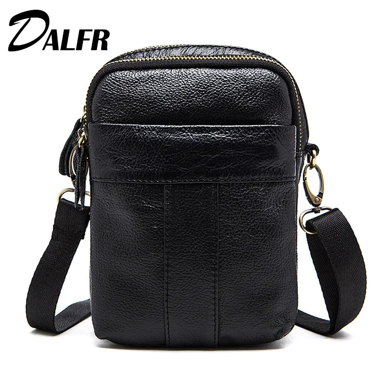 

DALFR Cowhide Shoulder Bags for Men Solid Fashion Style Crossbody Bags 10 Inch Genuine Leather Water Proof Shoulder Bags Small