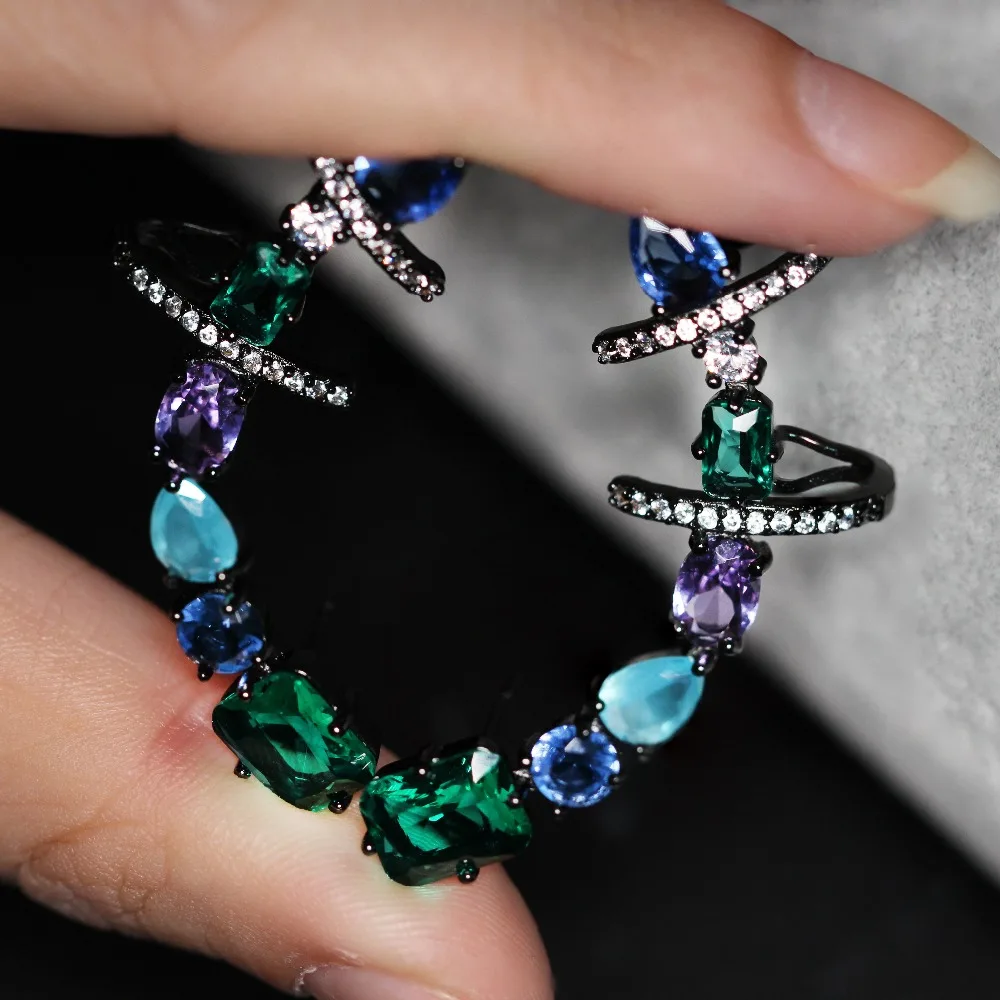 

Paved CZ Stud Earrings Multi Color Clear Stone Colorful Women Fashion Ear Cuff Earrings for Jewelry Gift EFX001422