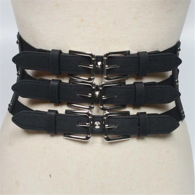

Punk Women Buckle PU Leather Belt Fashion Wild Personality Knotted Decorative Belts For Women