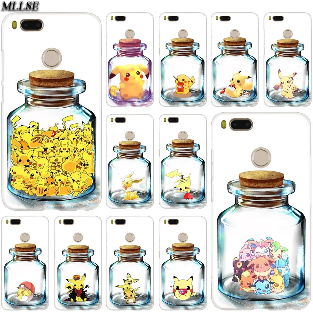 

MLLSE Anime pokemons pika Bottle Case Cover for Xiaomi Mi Play Pocophone F1 8 A1 A2 Lite 6 6Plus Mix 3 2S Redmi Note 4x 5 6 S2