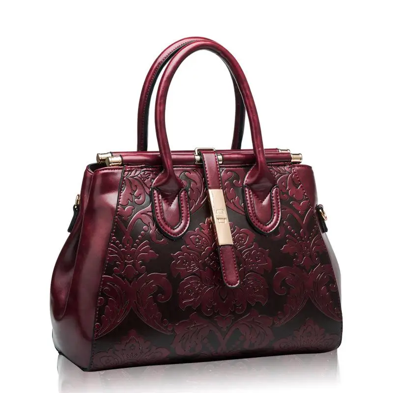 China Style Woman bags genuine leather fashion leather handbag elegant retro handbag shoulder bag with printing Chinese Culture