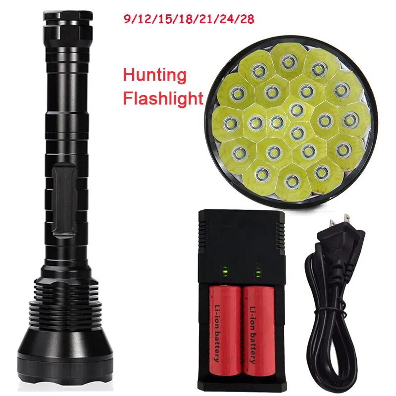 

Super Bright 40000LM 5 Mode 28XT6 LED Flashlight Torch Flash Light lamp for Outdoor Hunting with 2*26650 Battery & Charger