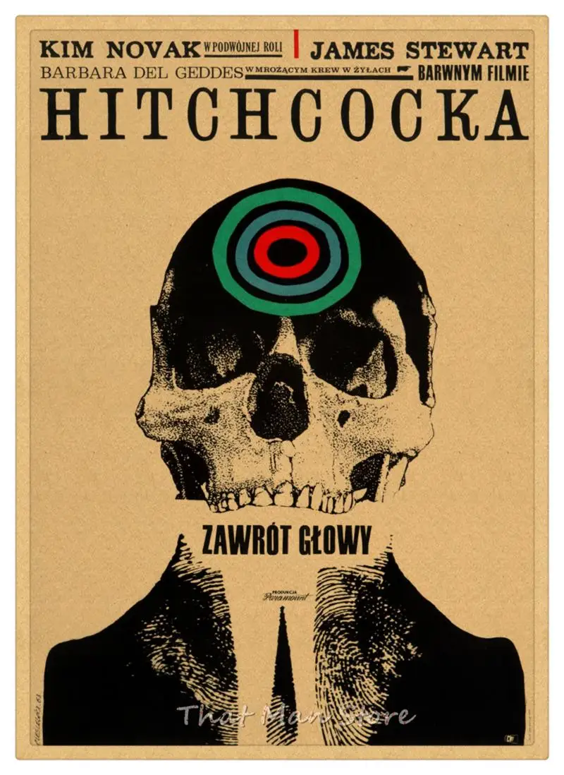 Psycho Notorious North by Northwest Hitchcock домашний интерьер украшения Крафт Фильм Ретро плакат рисунок core наклейки на стену - Цвет: Золотой