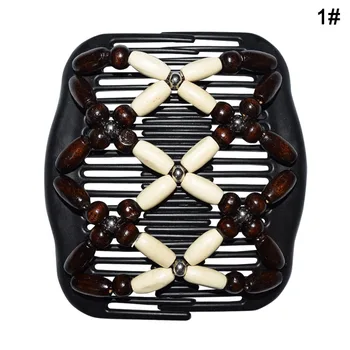 

Hot sale Magic Wooden Beads Hair Comb Elasticity Stretchy Hair Clip Women Hairstyle Accessories