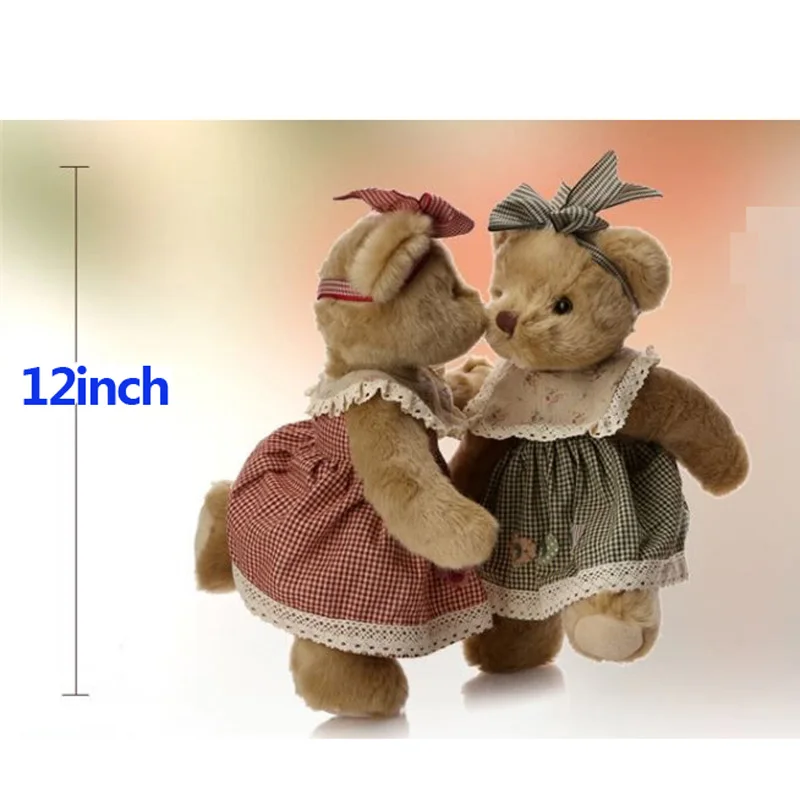 12 дюймов милые Ретро Соединенные пара плюшевые медведи, плюшевый милый медведь куклы детские игрушки, Аппетитный подарок на Рождество на день рождения для детей