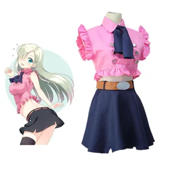 

Anime The Seven Deadly Sins Elizabeth Liones Cosplay Costumes Cute Women/Girls Uniforms Clothing Tops+Skirts+Tie+Belt Sets