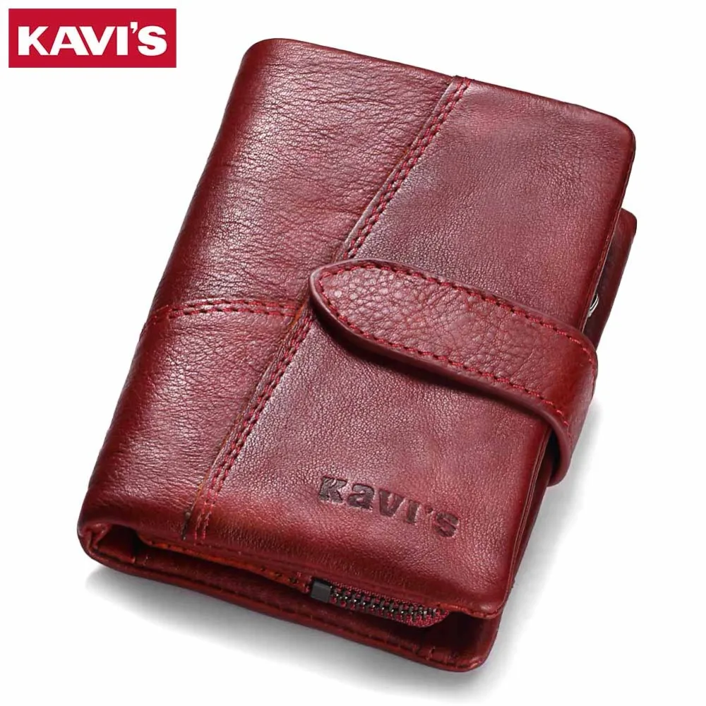 KAVIS 2019 جلد طبيعي النساء المحفظة و المحافظ محفظة نسائية للعملات المعدنية الإناث صغيرة Portomonee Rfid Walet سيدة بيرس للبنات المال حقيبة
