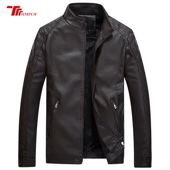 

Plus Velvet Autumn Men PU Leather Jacket Stand Collar Slim Coats Men's Motorcycle Leather Jackets Male Casual Outerwear 602
