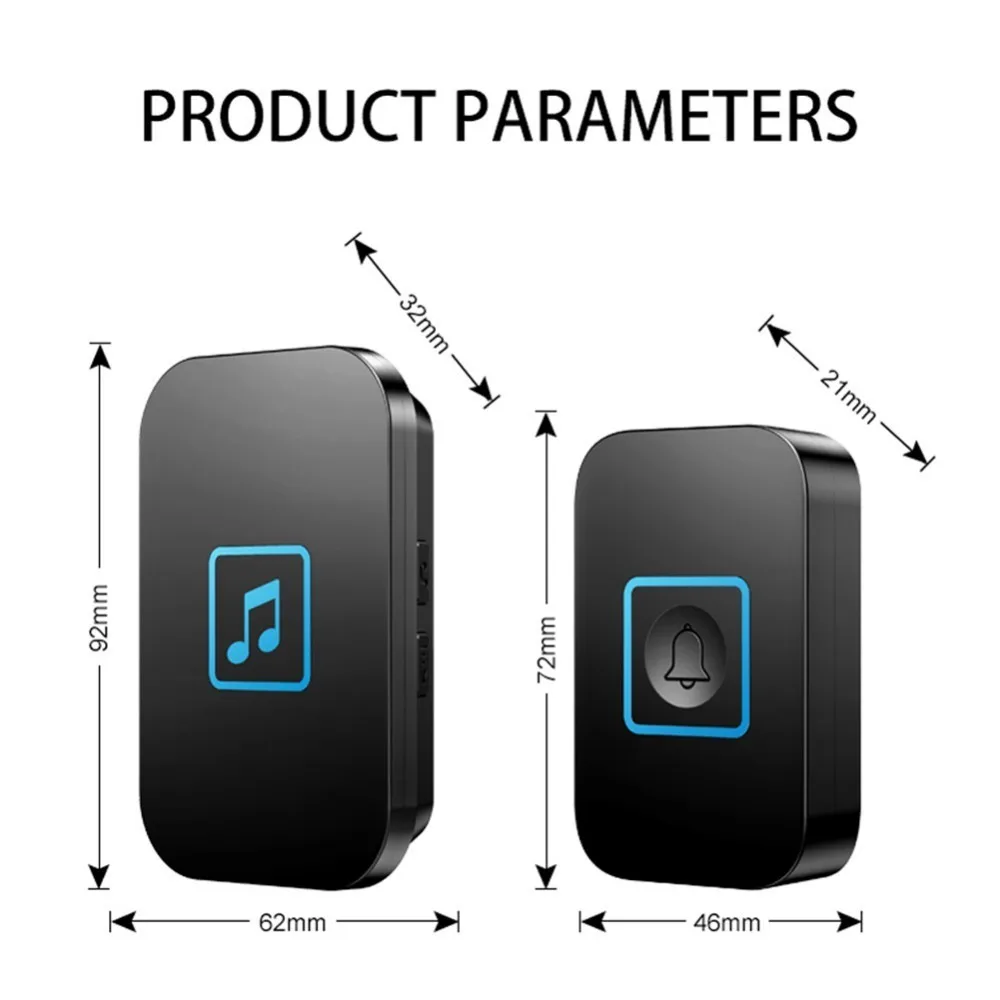 Водонепроницаемый беспроводной дверной звонок светодиодный светильник без батареи Домашний Беспроводной дверной звонок 3 штекера на выбор 1 2 кнопки 1 2 приемника