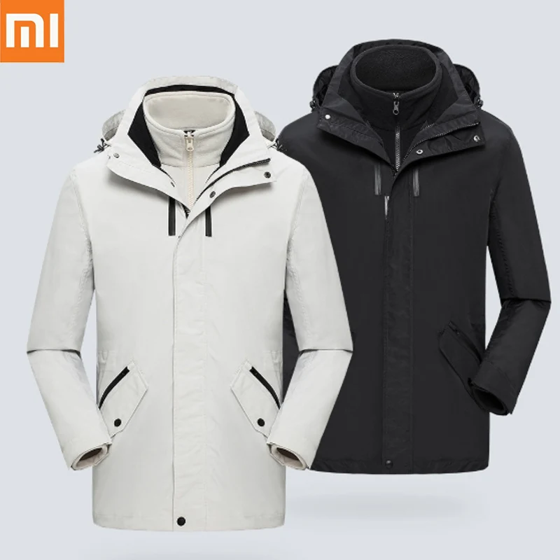 

Xiaomi Uleemark 3in1 Men Waterproof Windproof Jacket Zipper Removable Jacket Liner Hat Multifunction Pocket Warm Coat Upper H33