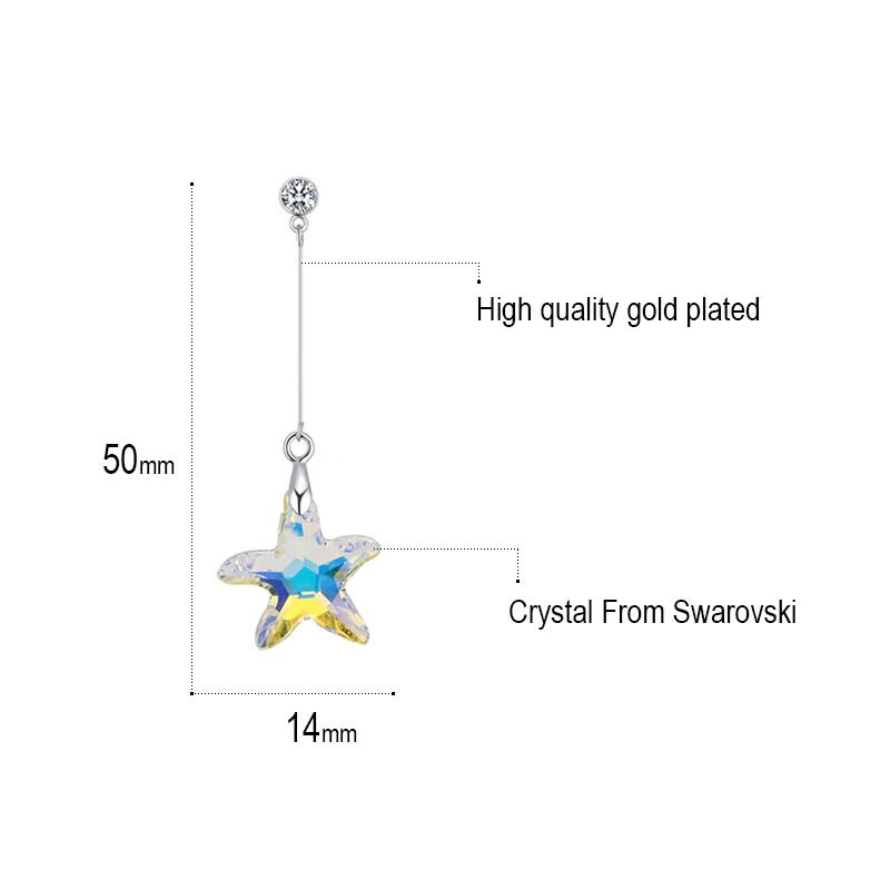 MALANDA новый кристалл от SWAROVSKI милые серьги морская звезда для женщин 2018 модные
