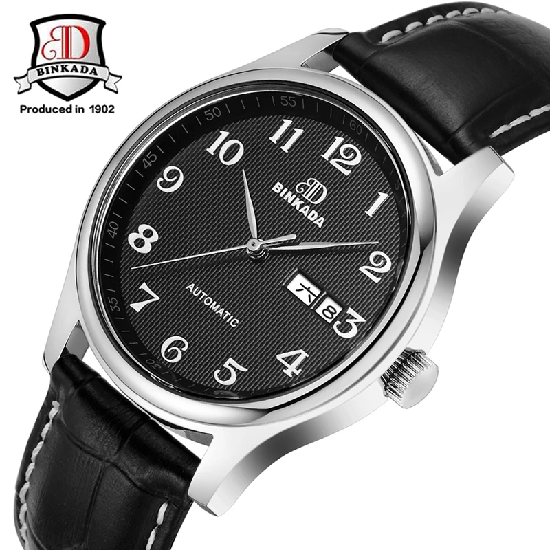 

Original BINKADA Men Mechanical Watches Men Luxury Brand Leather Steel Band Waterproof Business Automatic Wristwatches For Men