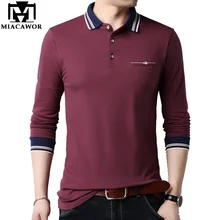 Miacawor бренд для мужчин поло тонкая хлопковая рубашка Fit Solid Camisa демисезонный Длинные рукава повседневное Camisas 4XL 5XL T664