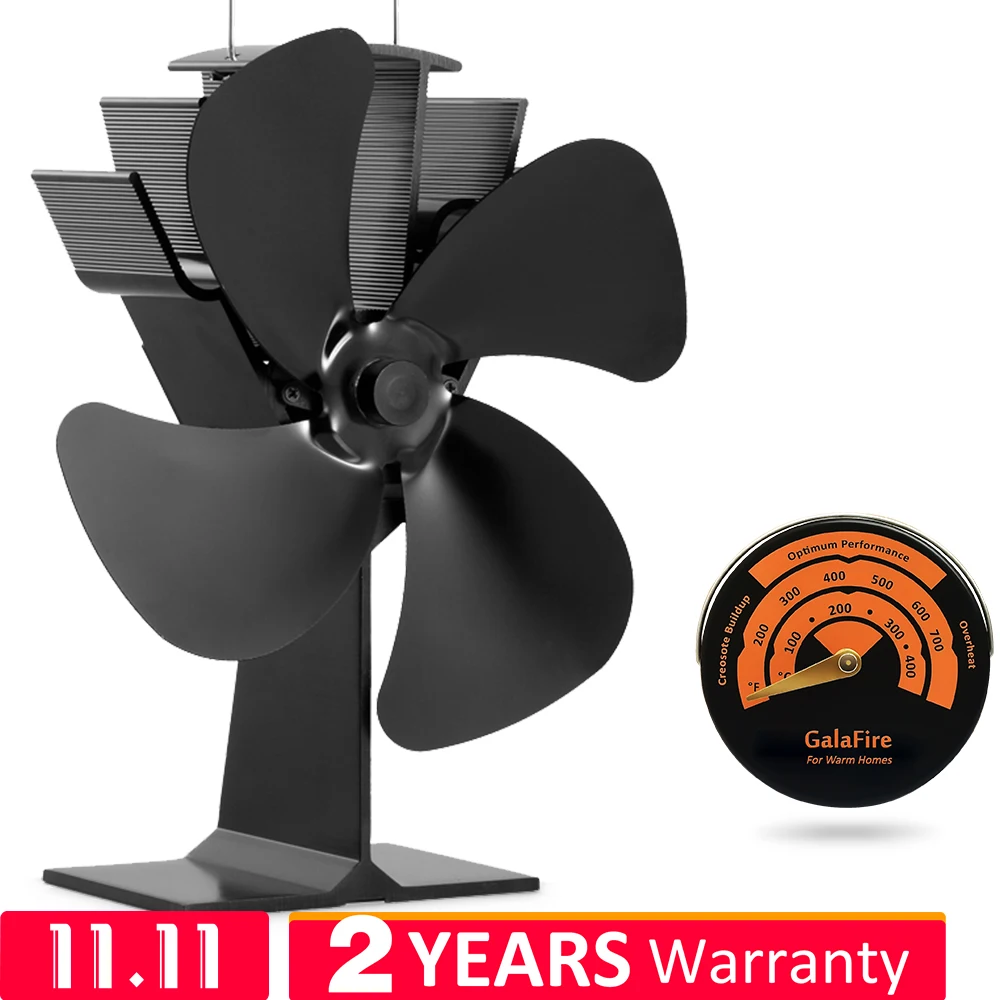 

[ 2 Years Warranty ] Hot Sale Model Promotion Blows Heat Up to 300 f/m 4 Blades Heat Powered Wood Stove Fan Eco Stove Top Fan