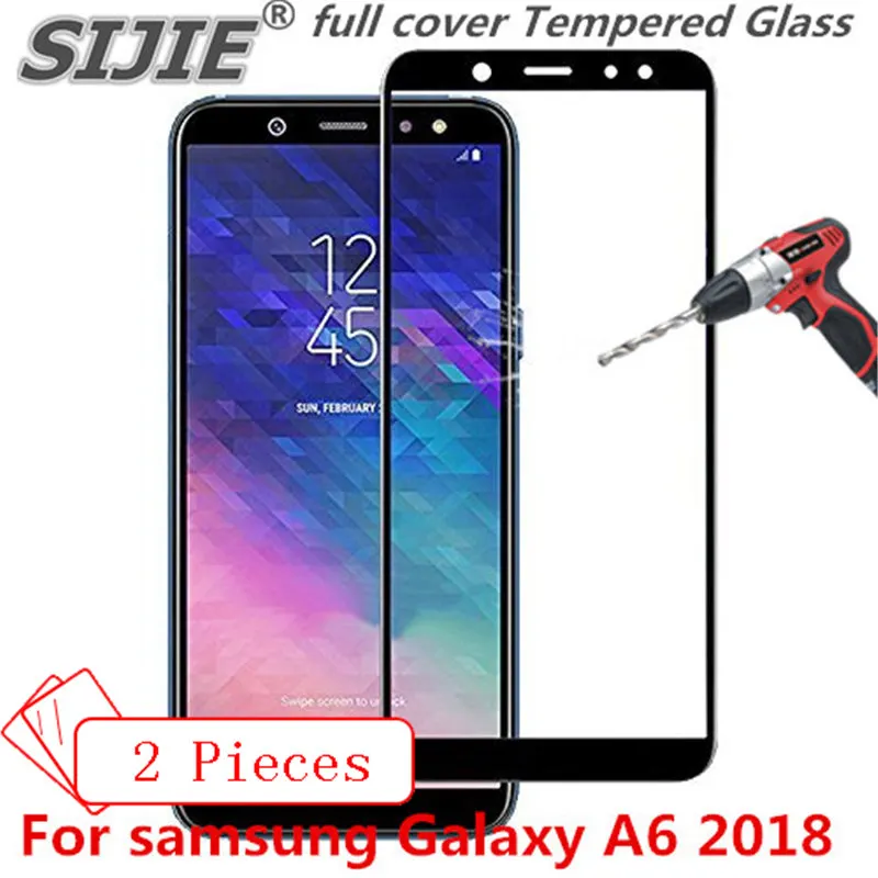 2 шт полное покрытие из закаленного стекла для samsung Galaxy A6 2018 A 6 защитный черный