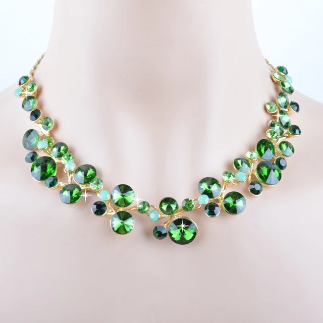 High Quality Emerald Crystal Evening Costume Jewelry Sets,Fashion