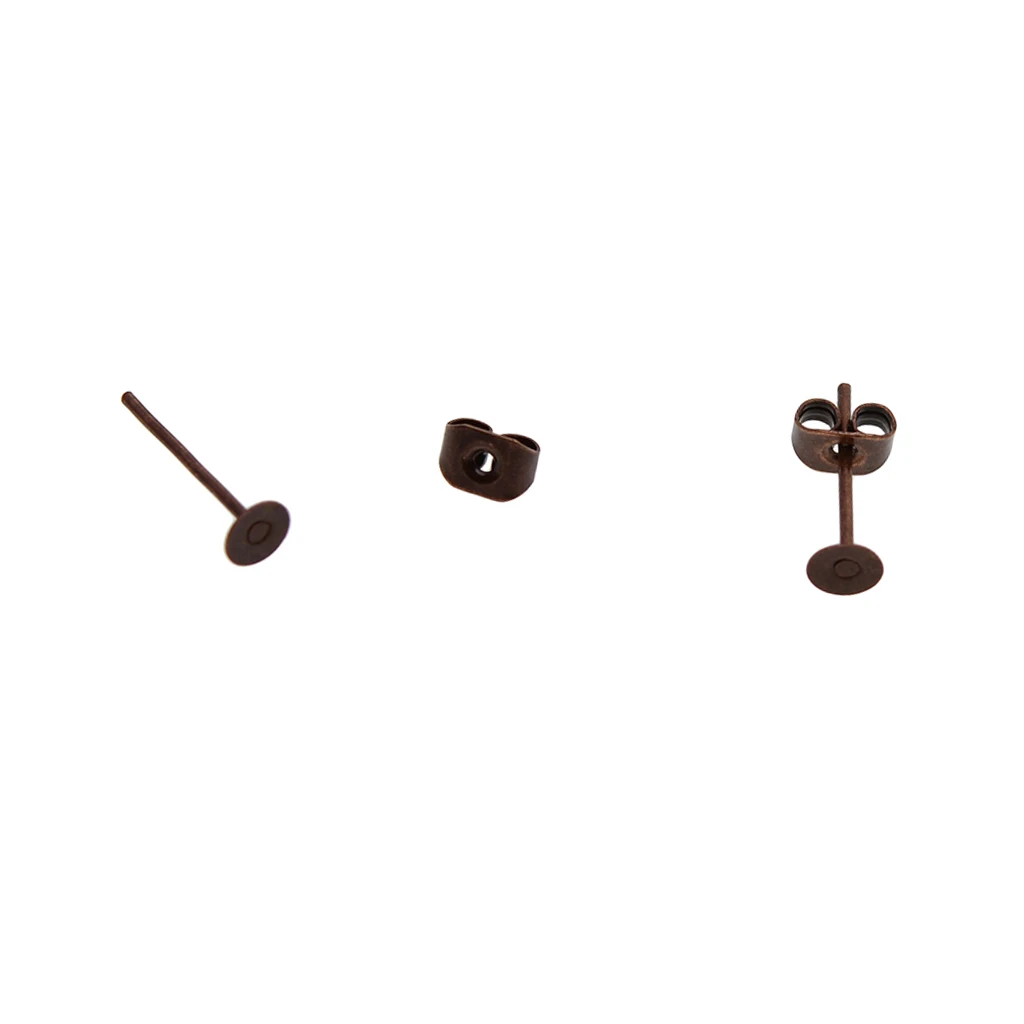 20pcs 4mm Iron Earrings Blank Round Flar Pad Earring Posts and Backs Findings DIY Earring Supplies