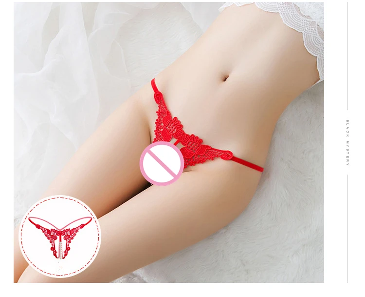 Women Crotchless Panties Low Waist Embroidery Thong With Beads Female Sexy Erotic Panties G Strings Women Briefs Open Crotch 29 (15)