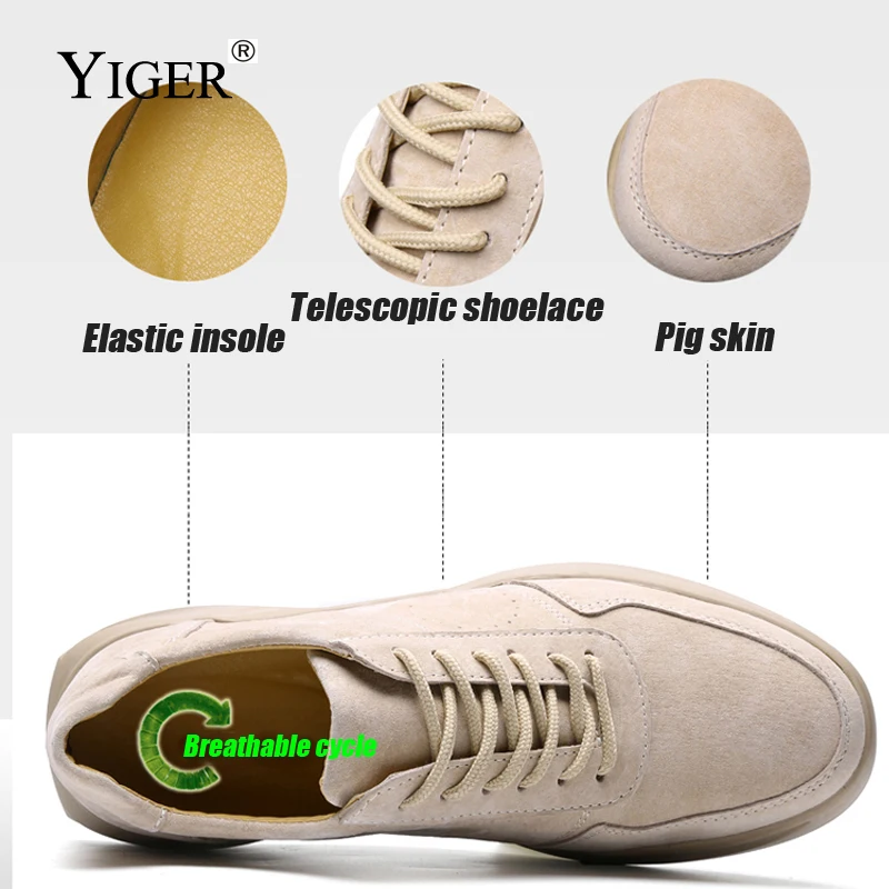 YIGER/Новинка; мужская повседневная обувь для отдыха; мужская кожаная спортивная обувь на шнуровке из натуральной кожи; сезон весна-осень; большие размеры; 0252