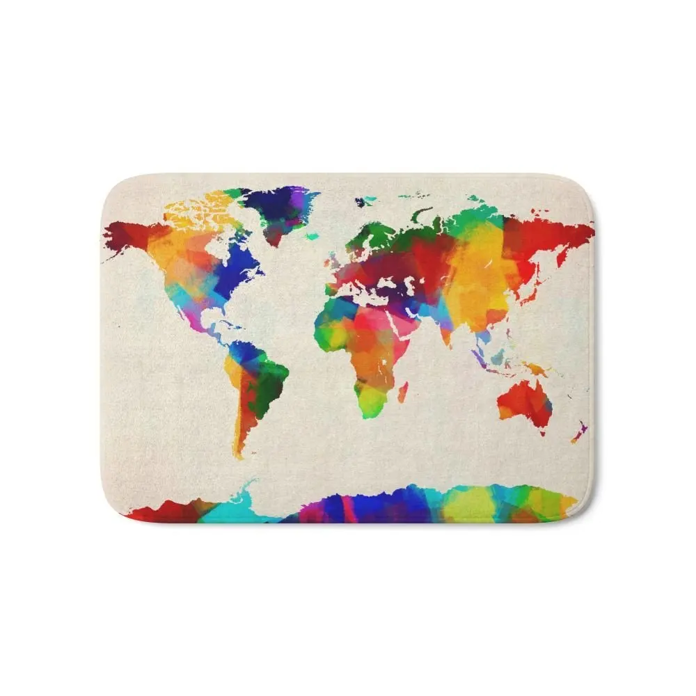 Map Of The World Map Painting Bath Mat Carpet Home Living Room Bedroom
