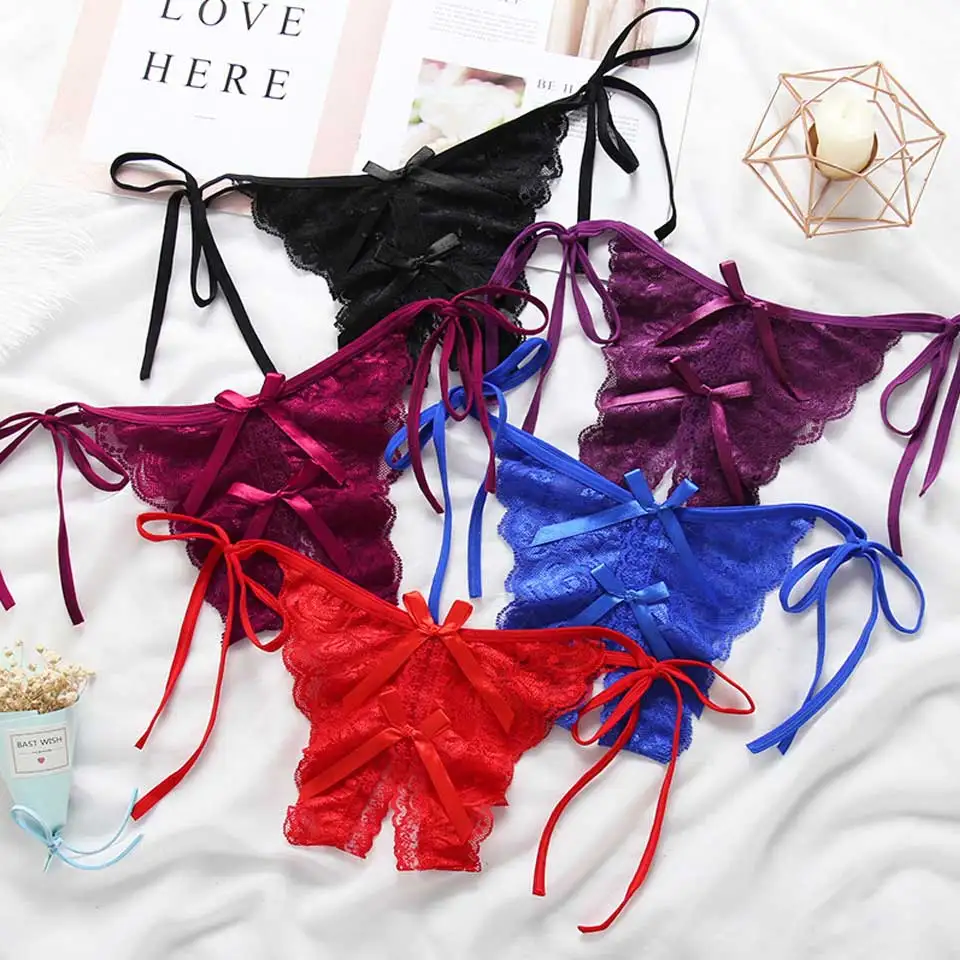 

E&A Women Panties Lace Crotchless Briefs Lady String Thong Erotic Sexy Lingerie T Back Intimate Transparent Porno Open G string