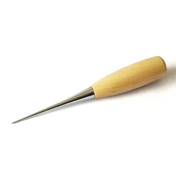 

Wooden Handle Awl Leather Canvas Punching Clicker Stitching Sewing Repair Tool