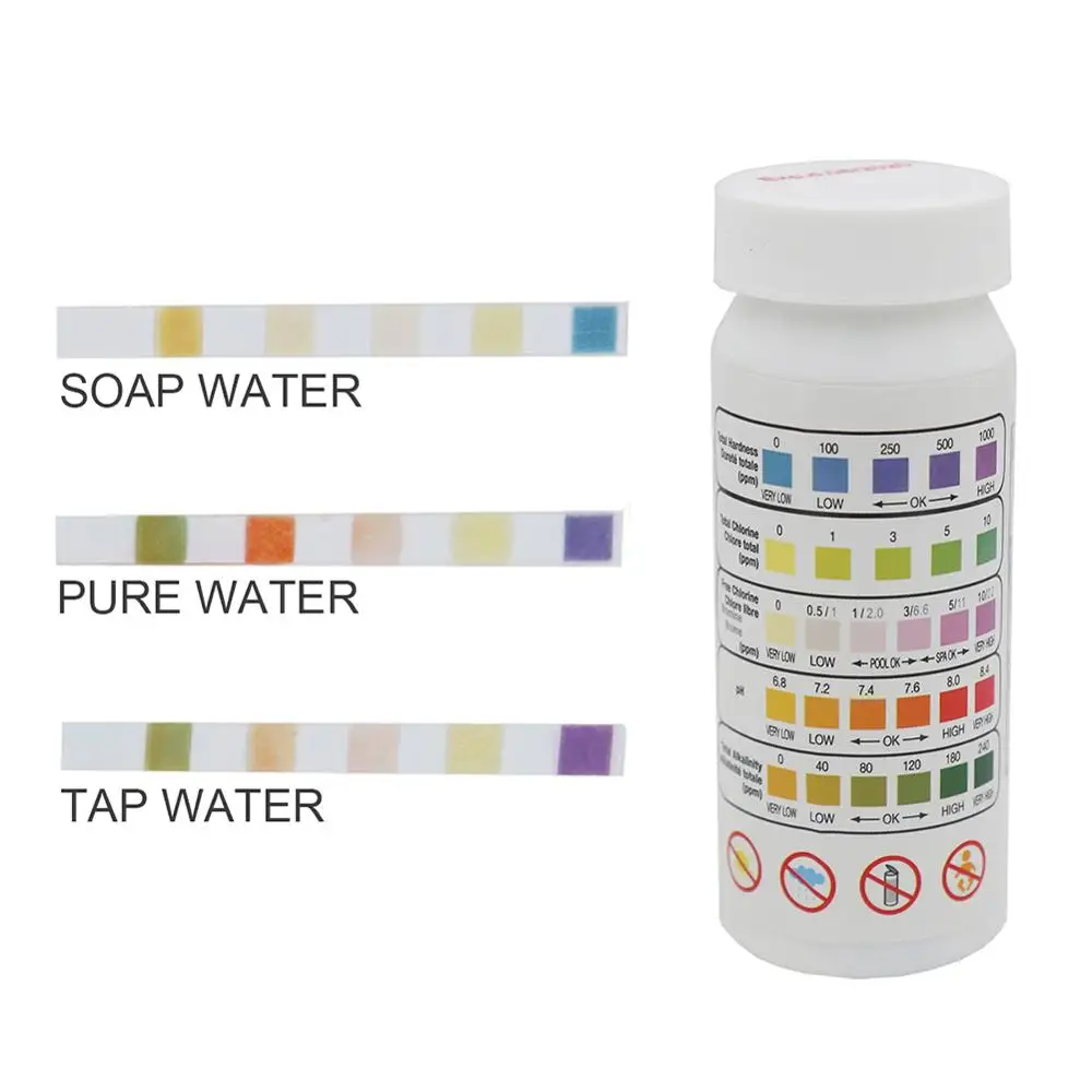

5 in 1 ph Test Strips hardness free Bromine chlorine alkalinity monitoring tester paper for pool water testing