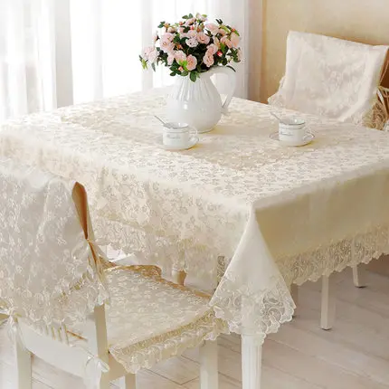 Европейская роскошная вышитая скатерть, скатерть для обеденного стола, скатерть, кружевная ткань, бежевая скатерть, чехол на стул, набор подушек
