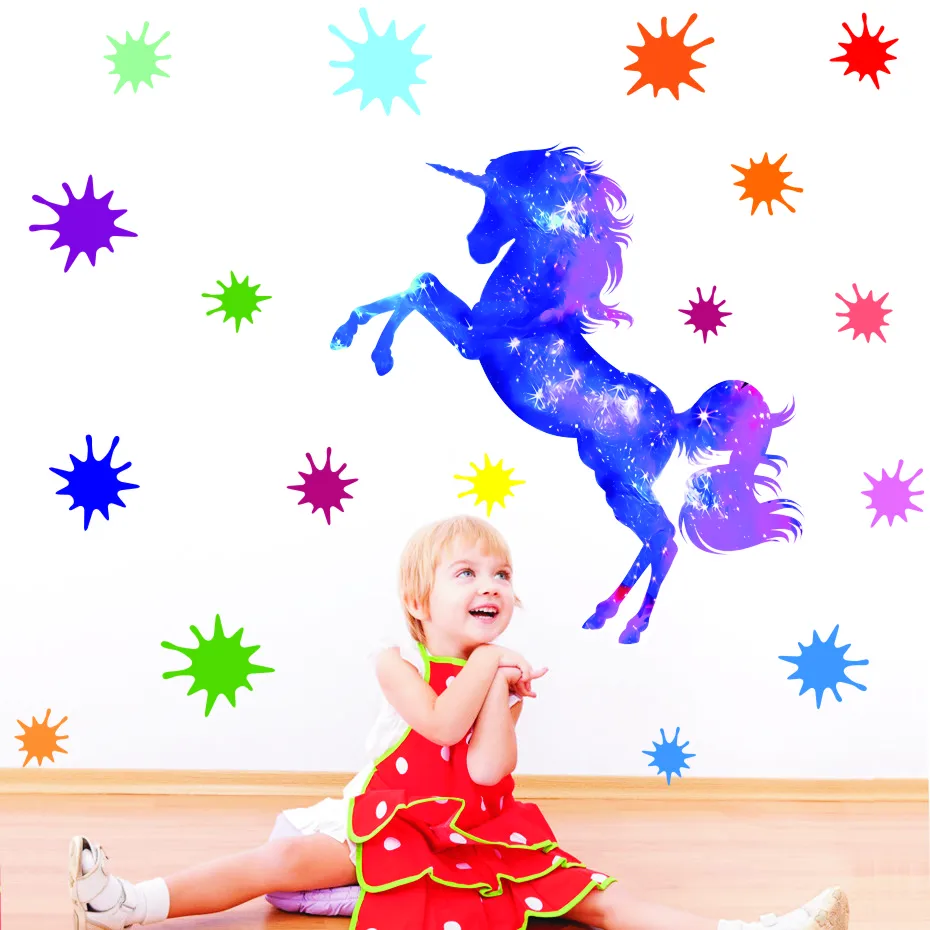 

Cartoon Unicorn Star Wall Stickers for Kids Rooms Girls Rooms Bedroom Decor PVC Animal Stickers on the Wall Decal Nursery Room