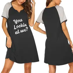 Женское летнее платье для сна с короткими рукавами; Милая Ночная рубашка с рисунком кота; большие размеры; женская ночная рубашка; Ночная