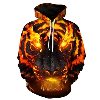 

Hot Sales Men Flame Tiger Hip Hop Sweatshirt Funny 3D Lion Fashion Brand Plus Size S-6XL Hoodie Male Tracksuit Unisex Pullovers