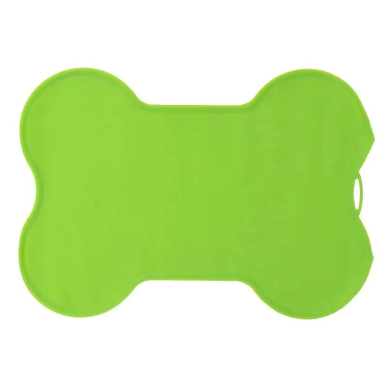 Bone shaped Pet Feeding Mat Silicone Non slip Pet Dog Food Mat Green