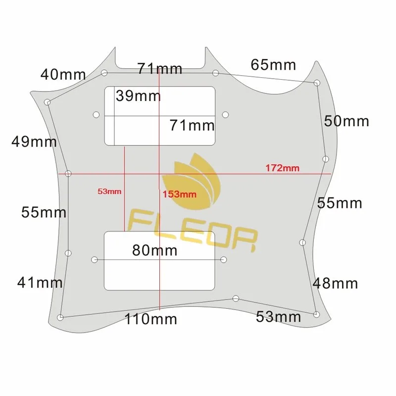 FLEOR 3Ply Черный анфас SG гитара накладка царапина пластина без мостовых отверстий Стиль w/Винты для SG Классические гитарные части