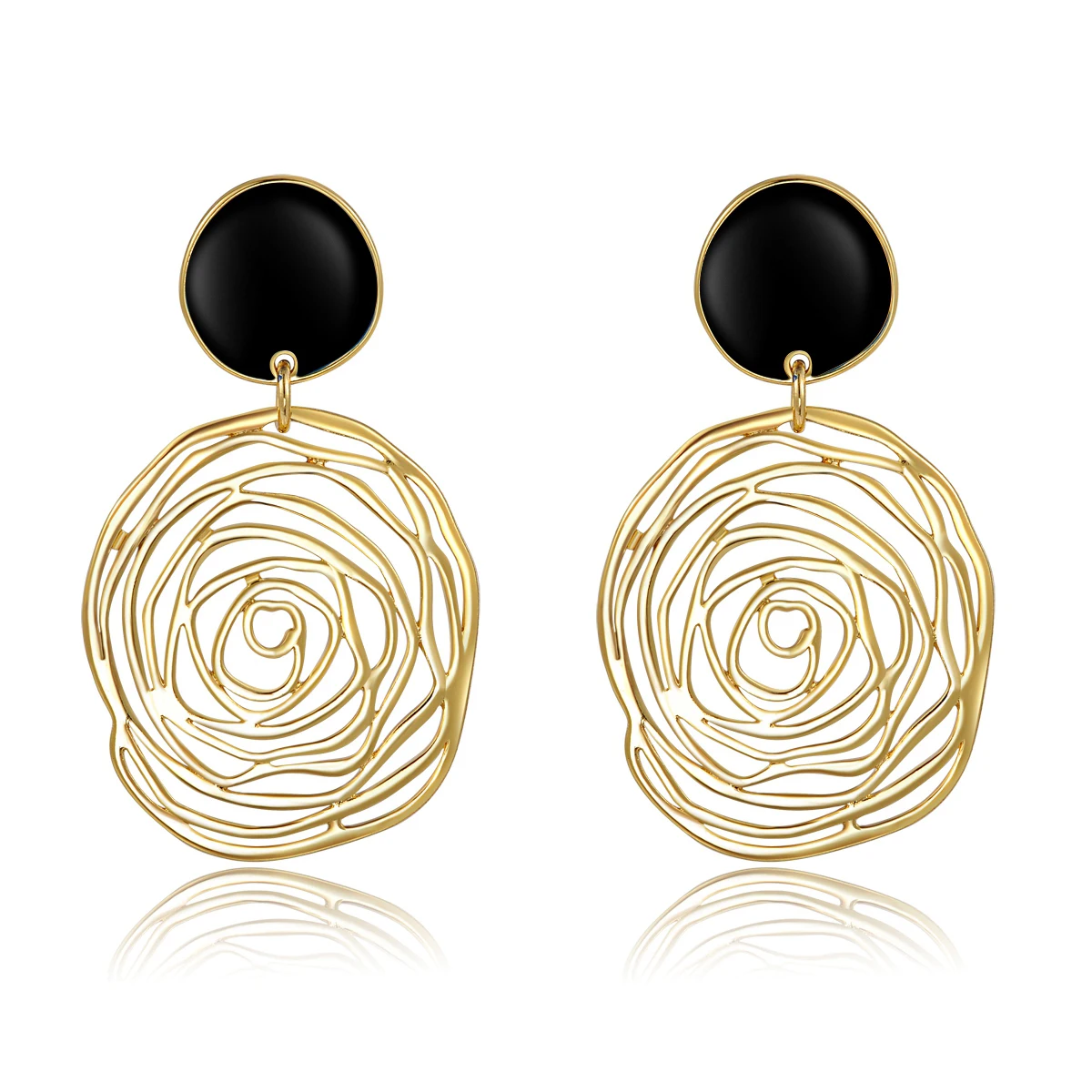 

Gold Filled Color Big Round Rose Drop Earrings For Women Bohemian Earing Jewelry Acrylic Big Flower Dangle Earring Gift Bijoux