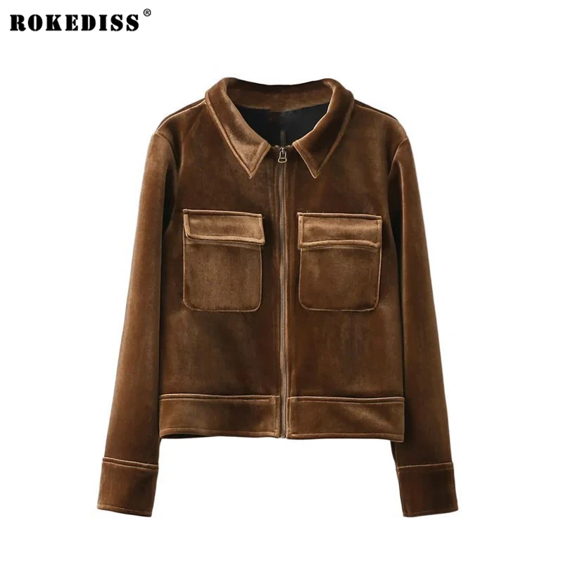 ROKEDISS 2017 Fashion Women Winter Warm Quilted Zipper Stand Collar Slim velvet Coat Jacket Padded Bomber Short Outerwear X393