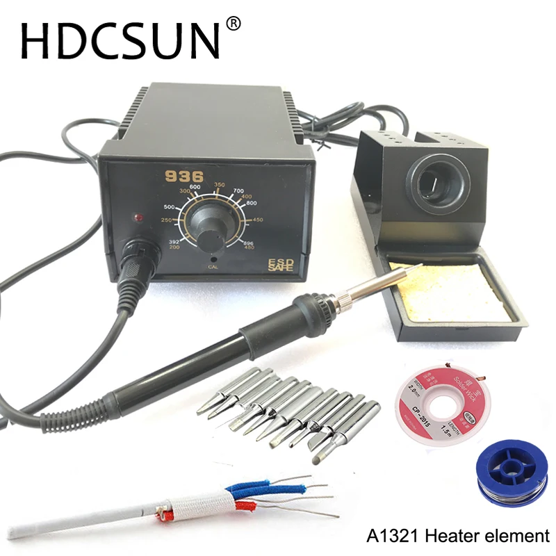 

110/220V 60w 936 Soldering Station 907 soldering handle + 10pcs Solder Tips +A1321 heat element+solder wire +Desoldering Wire
