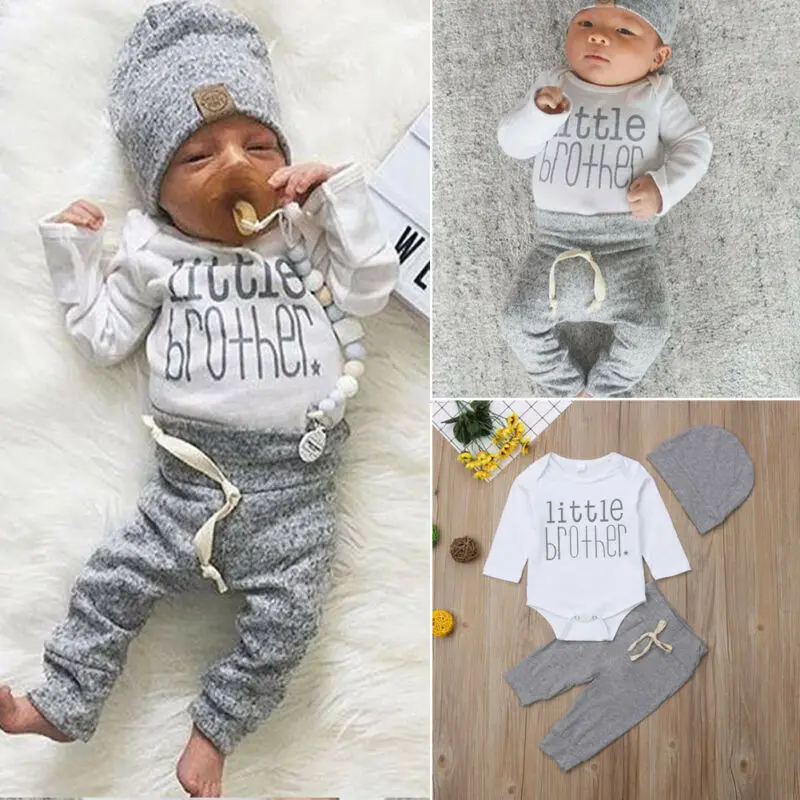 

UK 3PCS Letter Newborn Toddler Infant Baby Kids Boy Letter Romper Pants Trousers Outfit Clothes for 0-18 months