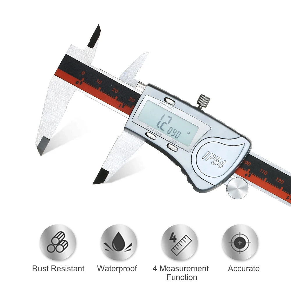 Нержавеющая сталь цифровой штангенциркуль Водонепроницаемый 150 мм весы калиперы фракция/мм/дюймовая Высокая точность ЖК-дисплей штангенциркуль