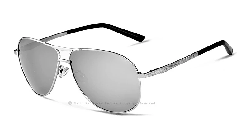 Мужские зеркальные солнцезащитные очки VEITHDIA, классические модные очки с поляризационными стеклами, степень защиты UV400, для мужчин и женщин, модель 2556 - Цвет линз: silver silver