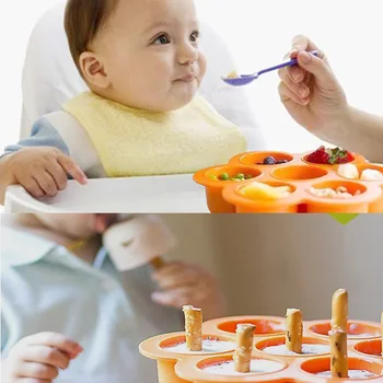 

Silicone Ice Making Molds Pot Accessories Baby Food Storage Trays with Lid FJ88