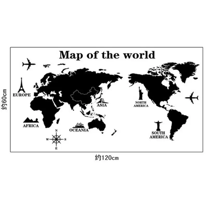 Географические карты мира Съемный ПВХ Наклейка на стену стикеры домашний декор книги по искусству Горячая для гостиная спальня домашние наклейки на стену