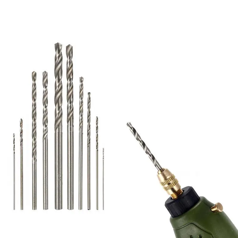 

10Pcs HSS High Speed White Steel Twist Drill Bit Set For Dremel Rotary Tool New