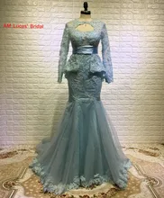Elegant 2017 Evening Dresses Long Sleeves Lace Formal Gowns For Wedding Party Vestido De Festa Longo Fast Shipping