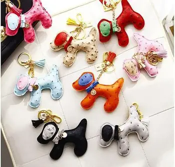 

10pcs 2018 New Key Chain Accessories Dog Key Ring PU Leather Pattern Car Keychain Jewelry Bag Charm Birthday Party Favors