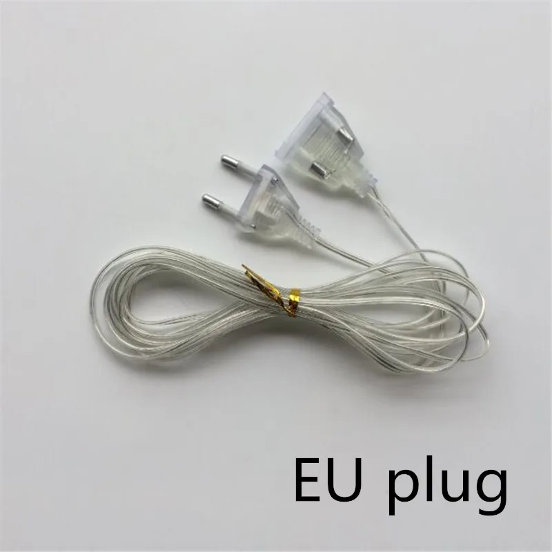 3 м удлинитель прозрачный провод ЕС plug 220 В для светодио дный Строка Рождественские огни Сад Главная Открытый гирлянды вечерние украшения